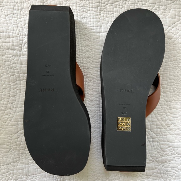FRAME Le Ocean Platform Sandal in Tobacco. Size 39.5 - Picture 5 of 8